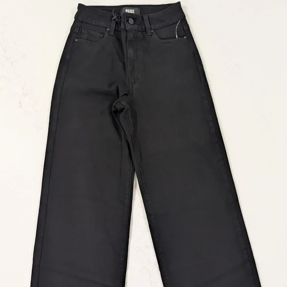 PAIGE Anessa 33 High Rise Wide Leg Jeans Black Shadow NWT Size 23 Full Length - Picture 1 of 15